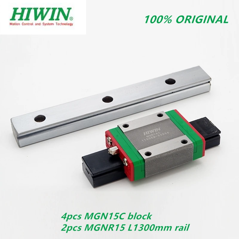 Оригинал HIWIN 2 шт. линейная направляющая MGNR15 длина 1300 мм рельсы + 4 MGN15C линейный
