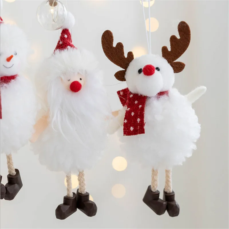 

White Plush Santa Snowman Pendant Angel Girl Ornaments Christmas Tree Decoration Christmas Ornaments 2022 New Year Gift Navidad