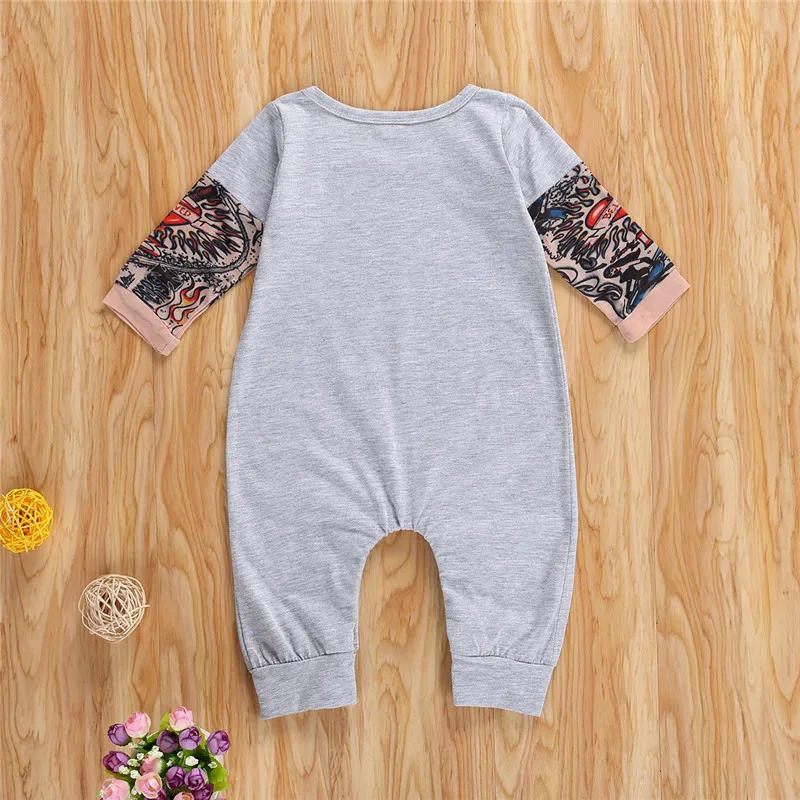 

2020 Newborn Baby Girl Boy Halloween Skeleton Tattoo Rompers Long Sleeve Print Cotton Romper Toddler One Piece Jumpsuit
