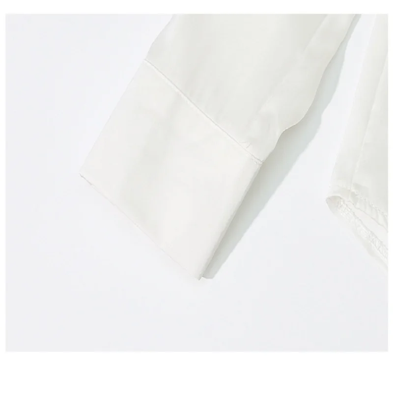 

White Shirt Design Feeling Small Public Satin Shirt Female Autumn Style All-match Vintage Hong Kong Taste Temperament Long
