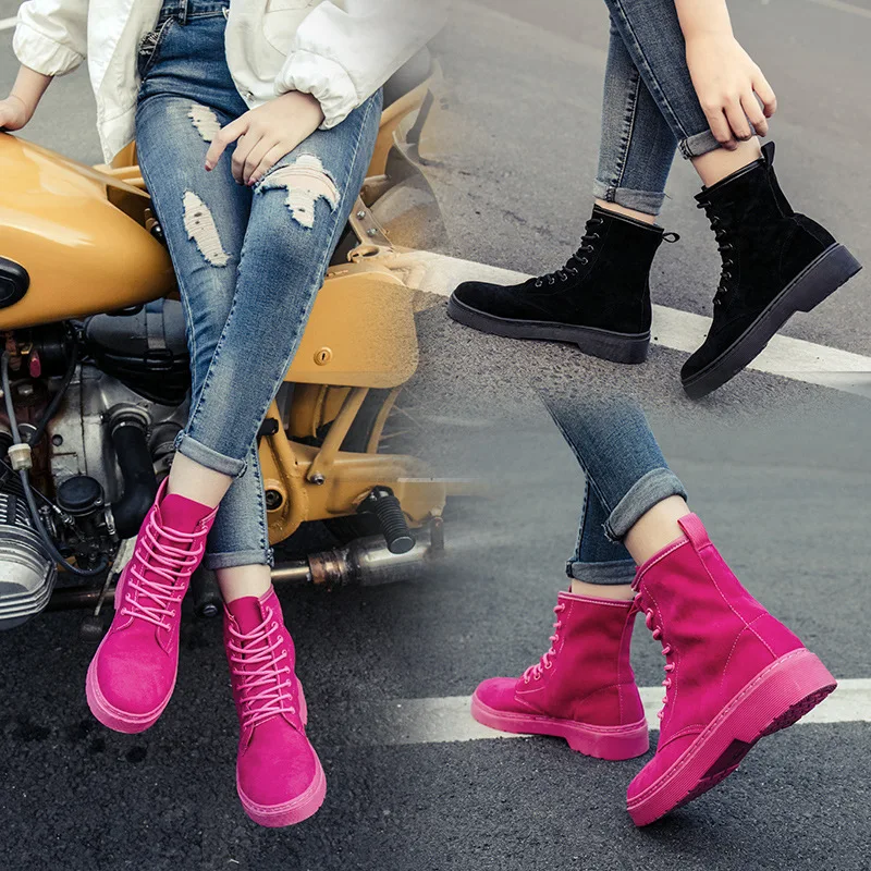 Женские ботинки Осенне-зимняя обувь повседневные низкие Martin Нескользящие теплые