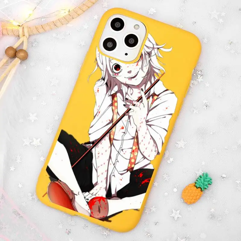 

anime JUUZOU SUZUYA Tokyo Ghouls Phone Case Candy Color Yellow for iPhone 11 12 pro XS MAX 8 7 6 6S Plus X 5S SE 2020 XR