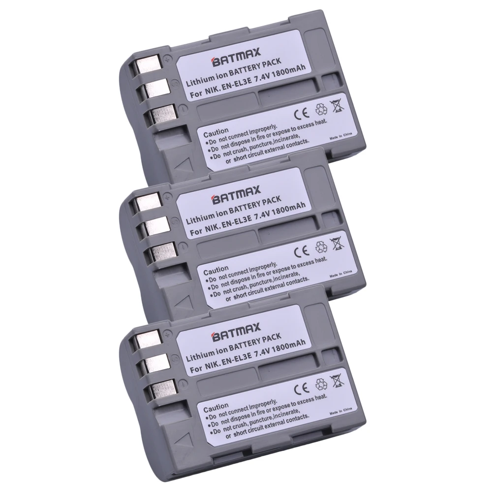 3Pcs 1 шт. 1800 мАч EN-EL3e EN EL3e батарея для камеры Nikon EN-EL3e и Nikon D50, D70, D70s, D80, D90, D100, D200, D300, D300S, D700 - Цвет: 3Pcs