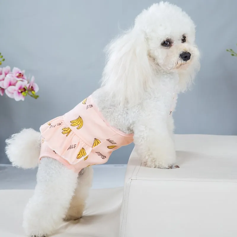 Pet Banana Print Physiological Pants Female Suspenders Dog Hygienic Panties Shorts Underwear Sanitary Diaper Washable Shorts