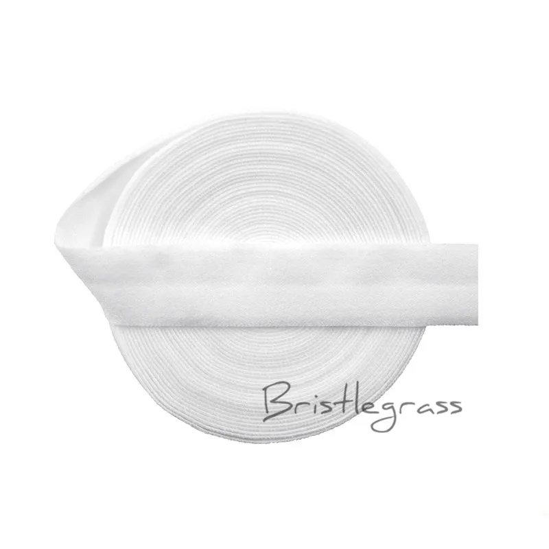 White BRISTLEGRASS, 5 ярдов, 5/8 дюйма, 1,5 см, однотонный, матовый, не блестящий, откидной, эластичная повязка из спандекса, повязка на голову, платье с повязкой кружево отделка Шитье - Цвет: White