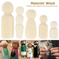 50pcs wooden peg dolls unfinished peg doll body unpainted family figures for kid painting diy craft art home wedding paty decor