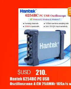 Hantek USB Виртуальный осциллограф 2 CH 20 МГц 48MSa/s цифровой осциллограф для ПК 6022BE 6022BL+ 16 Каналы логический анализатор 50/80/100/200 МГц