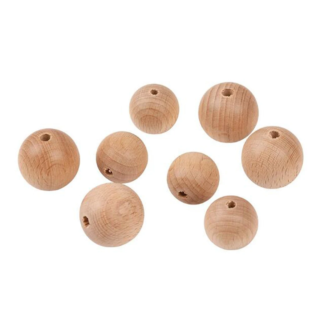 

100x 30mm Round Wooden Beads Loose Unpainted Ball DIY Bracelet Pendants Jewelry