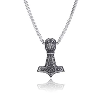 vintage stainless steel norse viking amulet scandinavian mjolnir pendant hammer of thor necklace colar choker necklaces pd0873