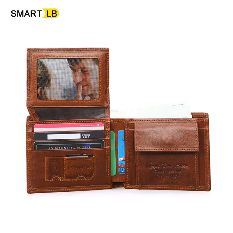 

Leather Slim Wallet Small Vintage Men Short Card Holder