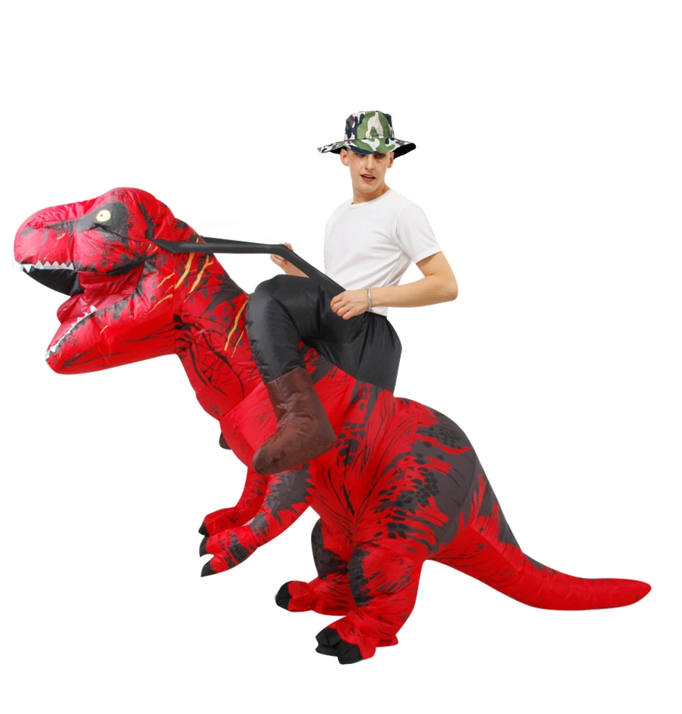 

Red Ride on T-REX Inflatable Dinosaur Costume for Halloween Adult Christmas Dress Mascot Dino Costumes Man Funny Stage Clothes