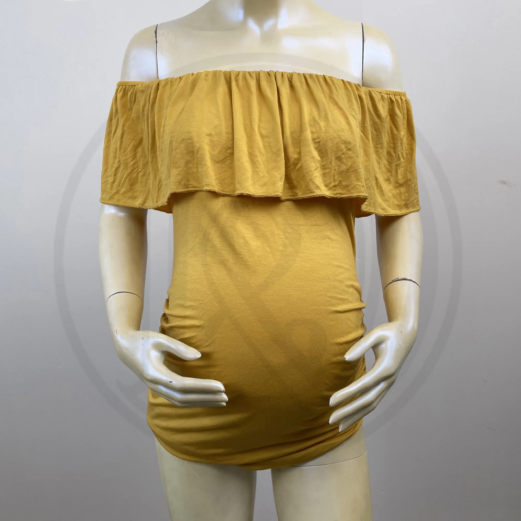 

Photo Shoot Props Soft Cotton Rompers Long Ruffle Shoulderless Jumpsuit Stretchy Costume Women Clothing Photography Accessories