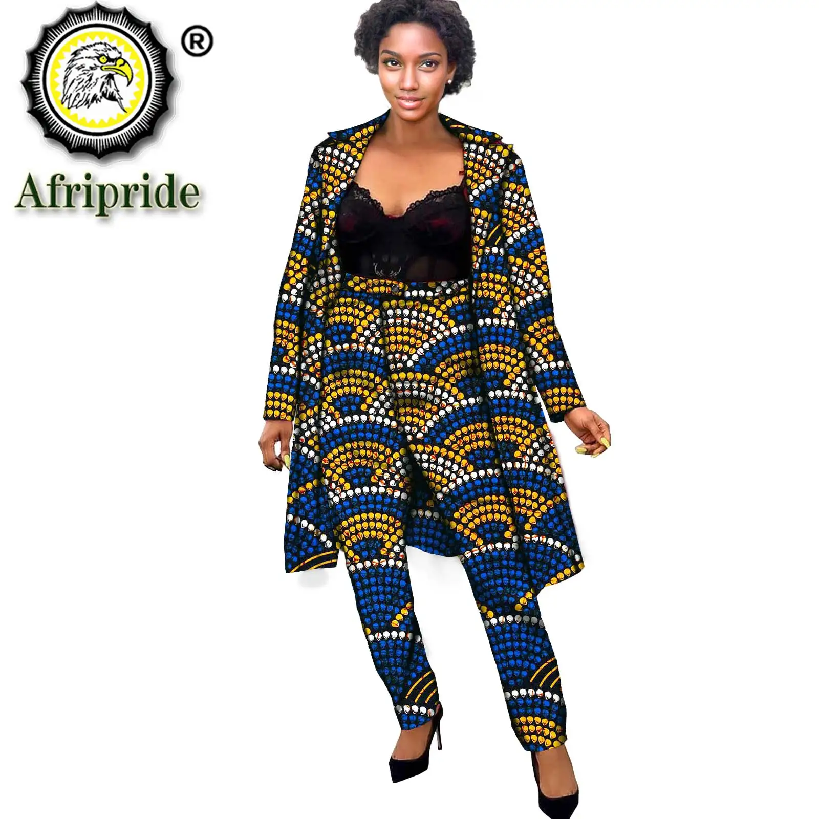 African Clothes for Women Plus Size Print Jacket and Ankara Pants 2 Piece Set Dashiki Outfits Long Coats Wax Attire S2126010