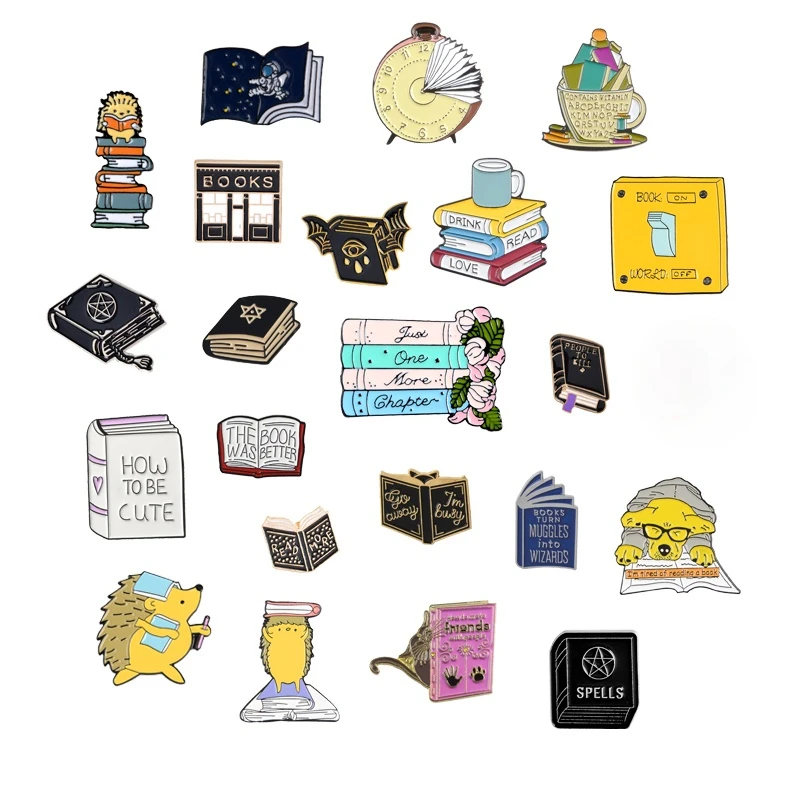 Books Theme Series Enamel Pins "BOOKS ARE MAGIC" Backpack Brooches Badges Wholesale Pins Gifts for Students Friends