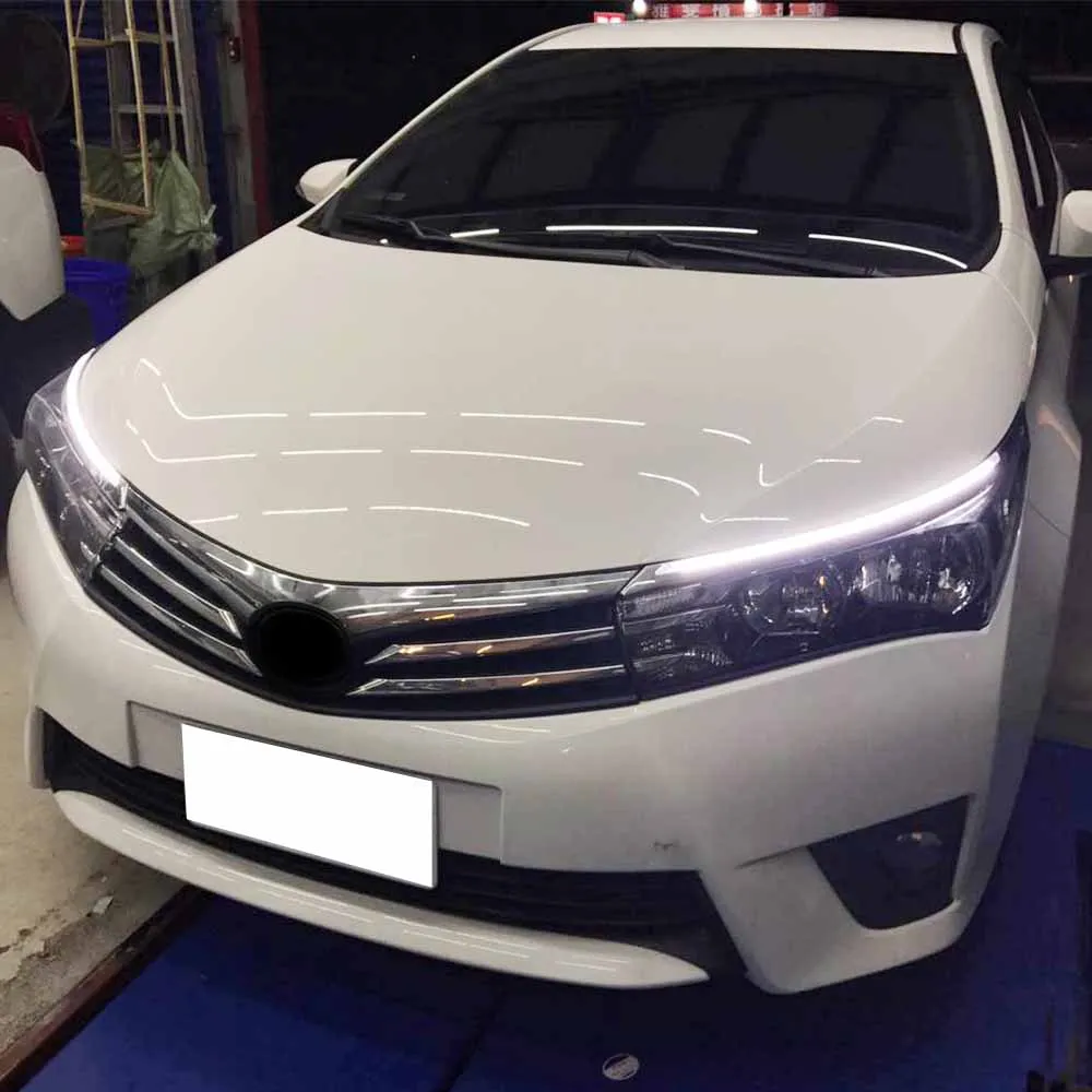 1 пара светодиодный DRL головной светильник бровей дневные ходовые огни с течет