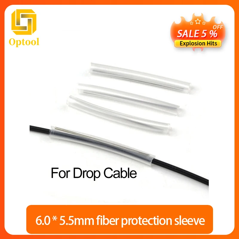 

1000Pcs/Lot Fiber optic tube 6.0*5.5mm F Sleeves Leather thread Heat Shrinkable Tube FTTH heat shrink splice protector for