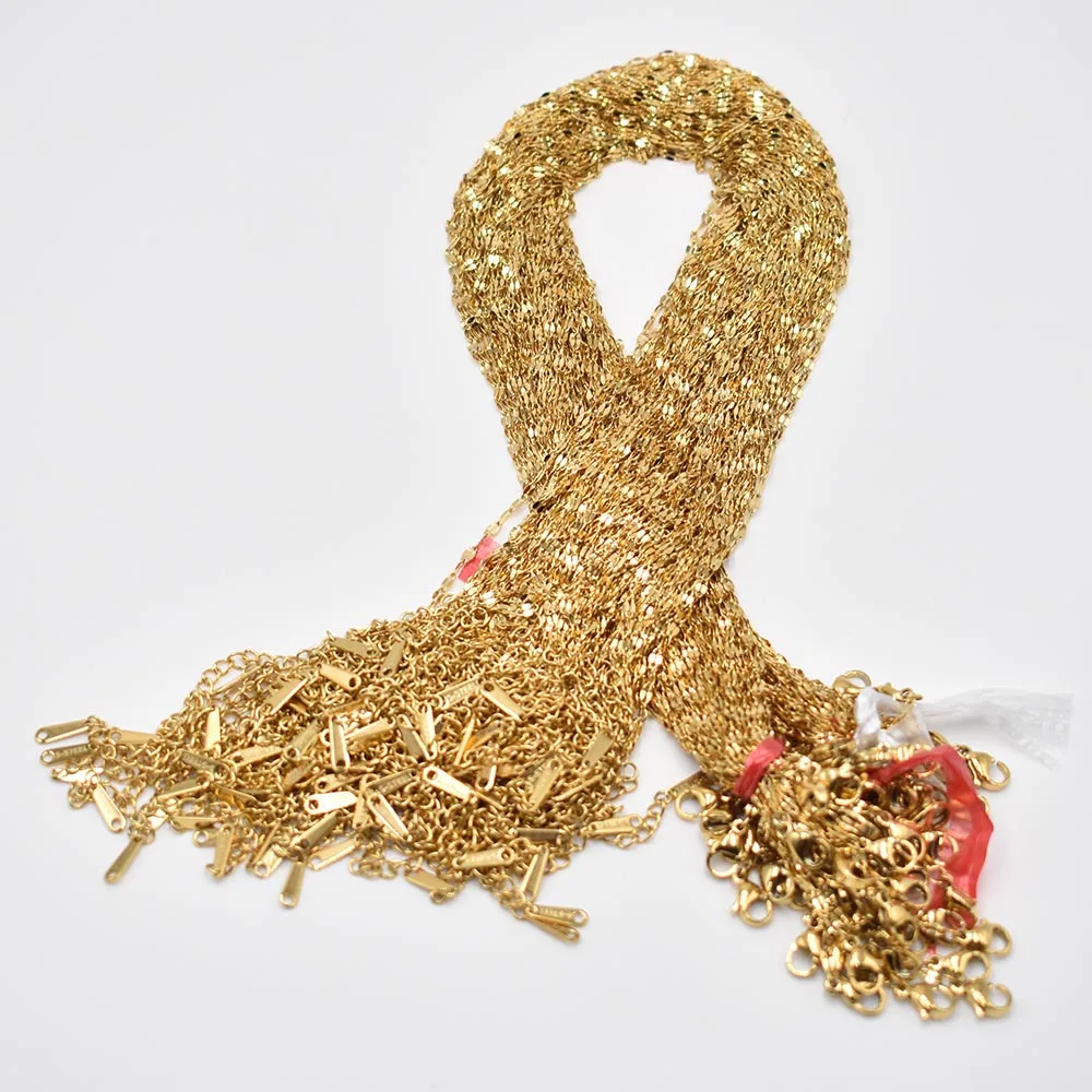Cadenas doradas de acero inoxidable para mujer, collares de eslabones ondulados de agua, joyería artesanal, 40cm + 5cm, accesorios de venta al por mayor