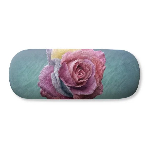 Dark Pink Roses Dim Flower Glasses Case Eyeglasses Clam Shell Holder Storage Box | Аксессуары для одежды