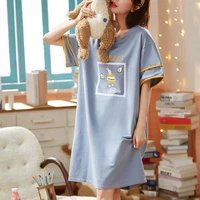 night dress women sleepwear pijama set cotton homewear short sleeved nighties for ladies female clothes plus size