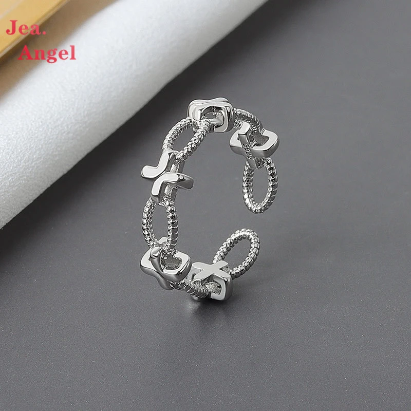 

Женское Открытое кольцо Jea.Angel, винтажное ювелирное изделие из серебра 2021 пробы с геометрическим крестом, в минималистическом стиле, подарок...