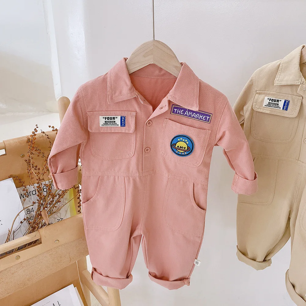 

Spring New Children Kids Overalls Harem Pants Boys Girls Pocket Letter Overalls Jumpsuits Baby Clothing Jumpsuits Girls Overall