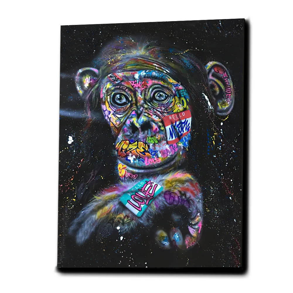 

Monkey Thinking Graffiti Art Posters and Prints Animals Street Wall Paintings Print on Canvas Apes Abstract Pictures Home Decor