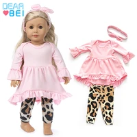 baby new born fit 18 inch american doll girl clothes accessories 43cm pink and yellow hair with 3 suits for baby birthday gift