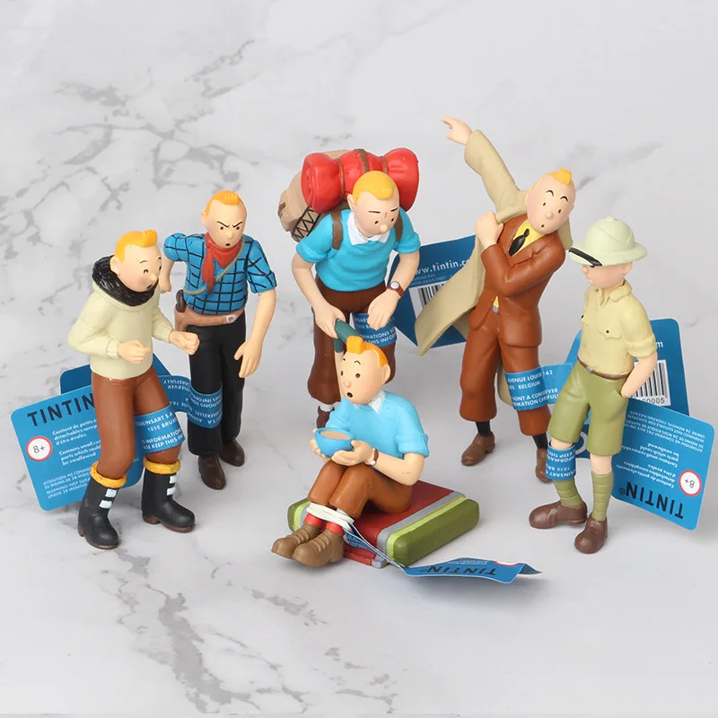 

6pcs Comic Anime Herge Les Aventures de Tintin The Adventures of Tintin Figure Figurine Model Gift Toys Collection