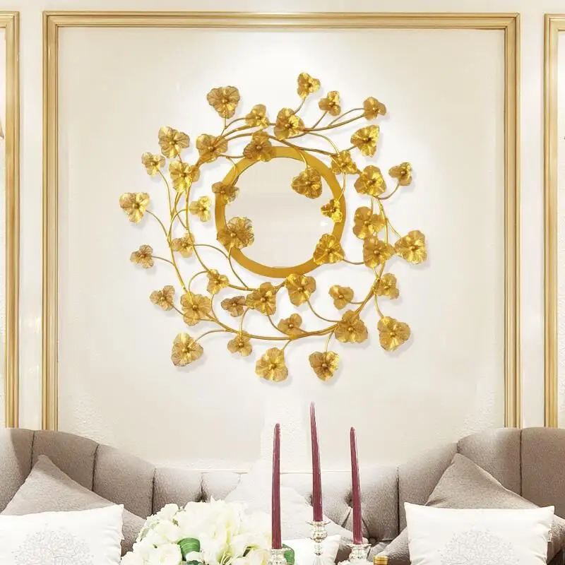 

Chinese Flower Mirror Decorative Wall Mirror In Living Room Background Iron Wall Hanging In Corridor Room Decoration