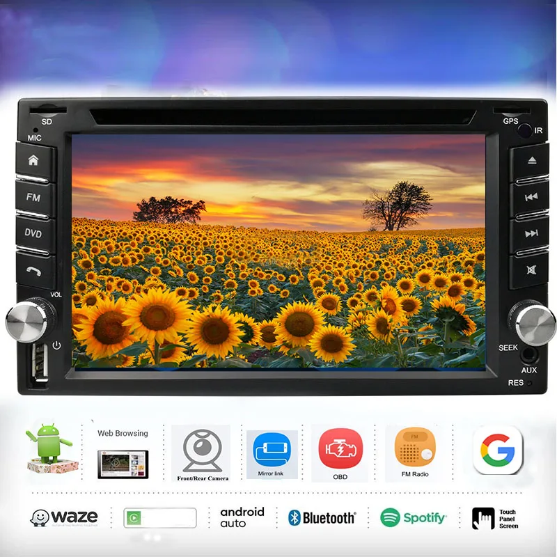 

Android 10.0 Double Din Car Stereo Head Unit 2GB RAM Sat Nav Bluetooth Support GPS WIFI AUX Android Auto USB SD Fastboot wit 7in