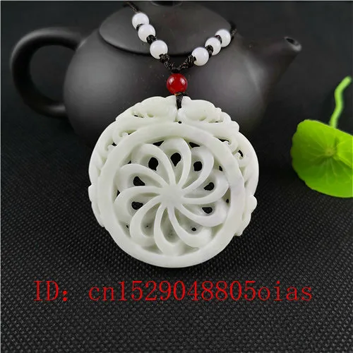

Китайский натуральный белый Нефритовый дракон, ожерелье, очаровательные ювелирные изделия, двусторонний амулет с вырезами, подарки для жен...