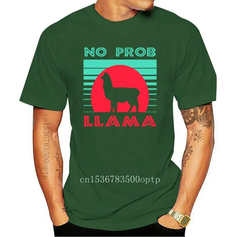

Design Menno prob llama vintage retro Llama t shirt Customized Short Sleeve round Neck homme Interesting Funny Casual shirt