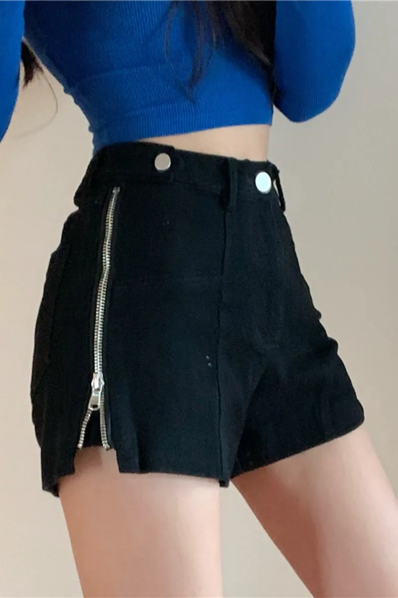 

2021 summer denim shorts retro high waist slim A hot pants women's summer thin 2021 new loose wild pants
