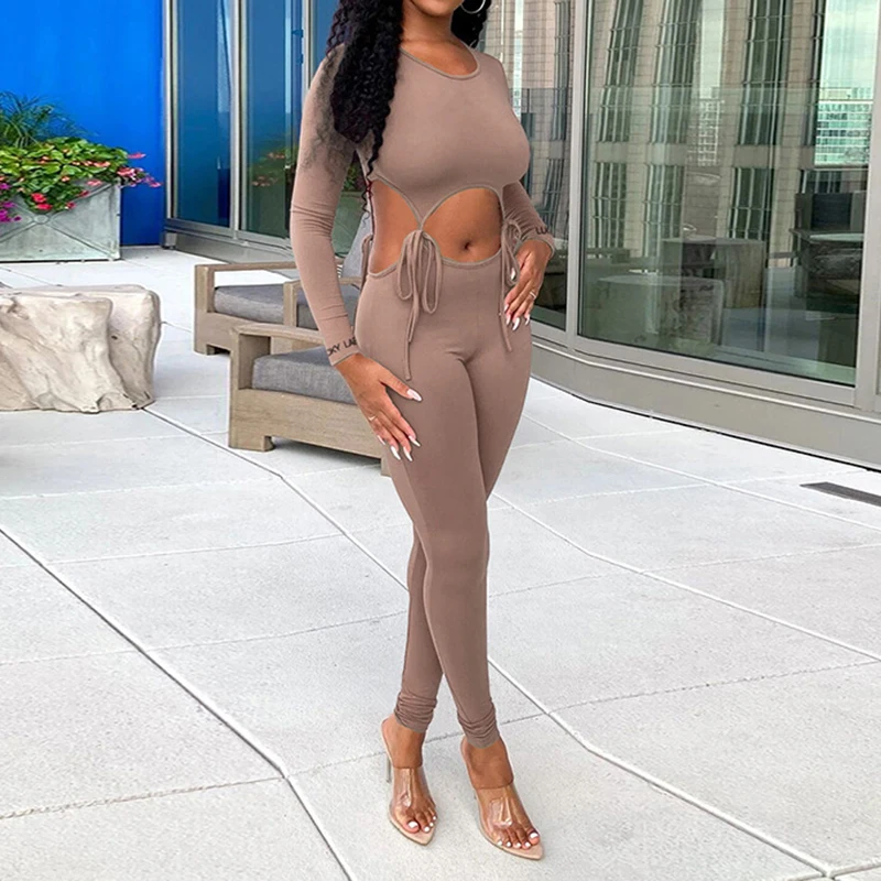 

Женский спортивный костюм с круглым вырезом, укороченный топ с рукавами и буквенным принтом и леггинсы, длинные брюки на шнуровке, комплект ...