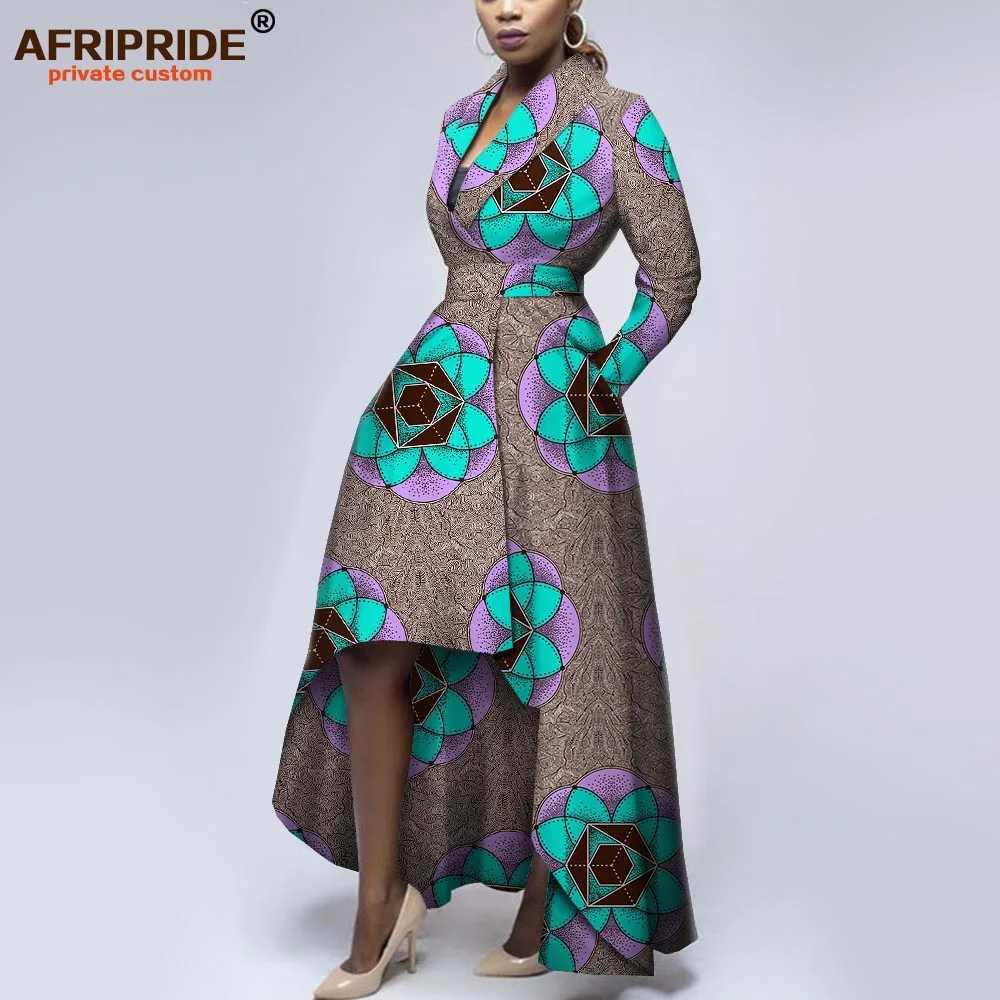 African dresses for women dashiki outfits open front with belt long coats maxi dress ankara print floral AFRIPRIDE A1925054