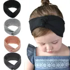 Эластичная Повязка на голову для девочек, однотонный нейлоновый ободок для волос с узелком, аксессуар для волос, детский ободок с кроличьими ушами