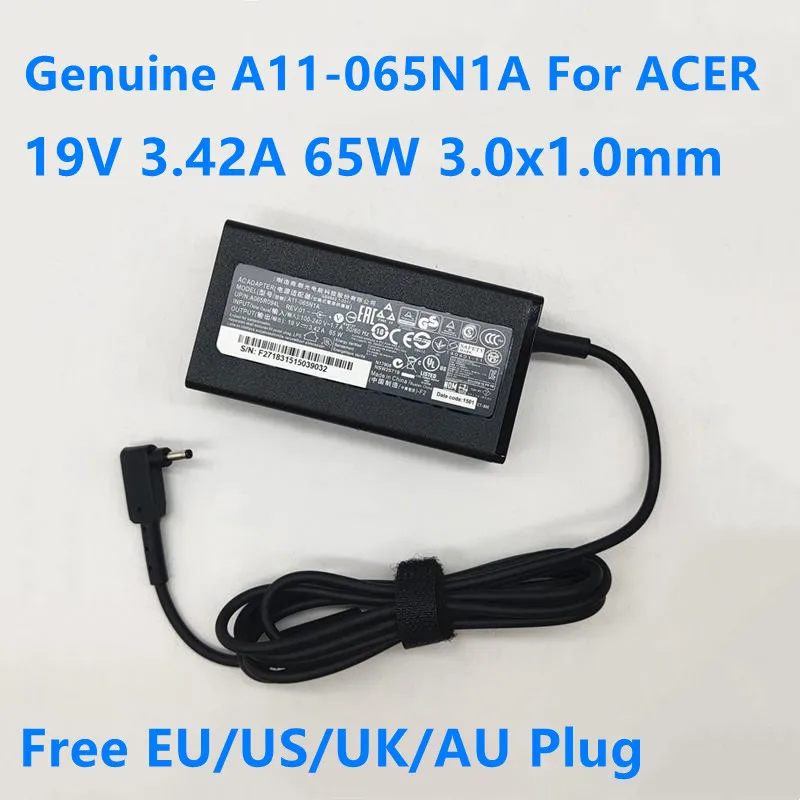 Натуральная A11 065N1A PA 1650 86 19V 3.42A 65W адаптер переменного тока питания для ноутбука ACER