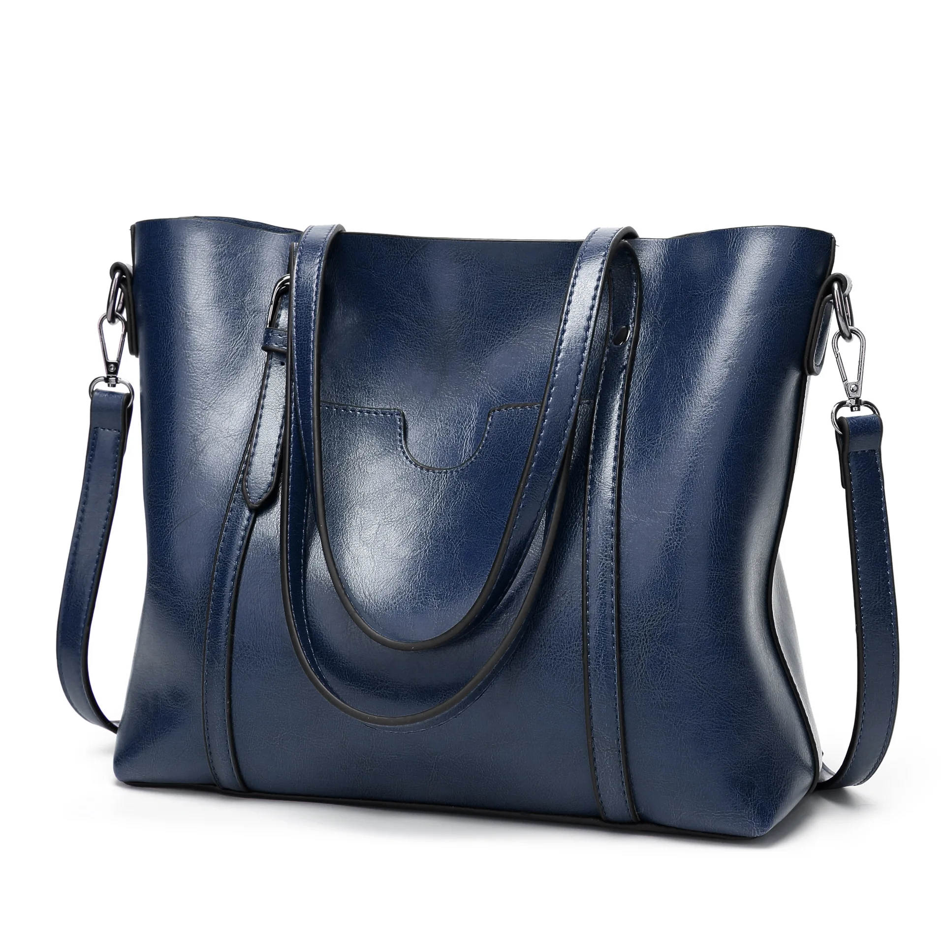 

2021 New Women's Tote Bag Solid Color Pu Messenger Bag European and American Women's Handbag One Shoulder Tote Bag
