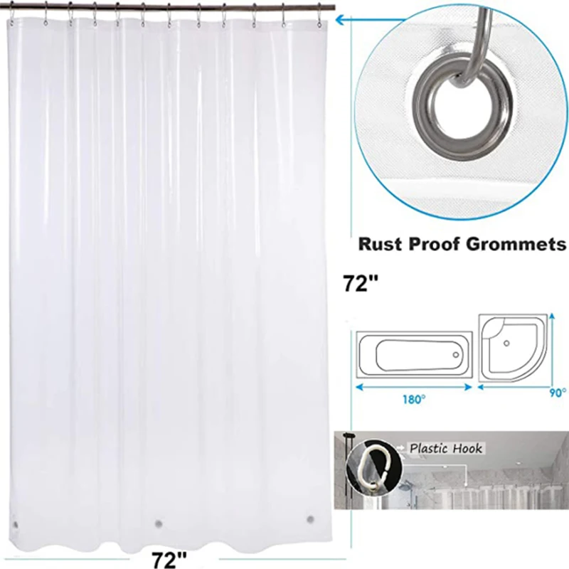 

Shower Curtain Liner Water Repellent Liner with Rust Proof Grommets Moldproof Waterproof Bathroom Shower Curtains
