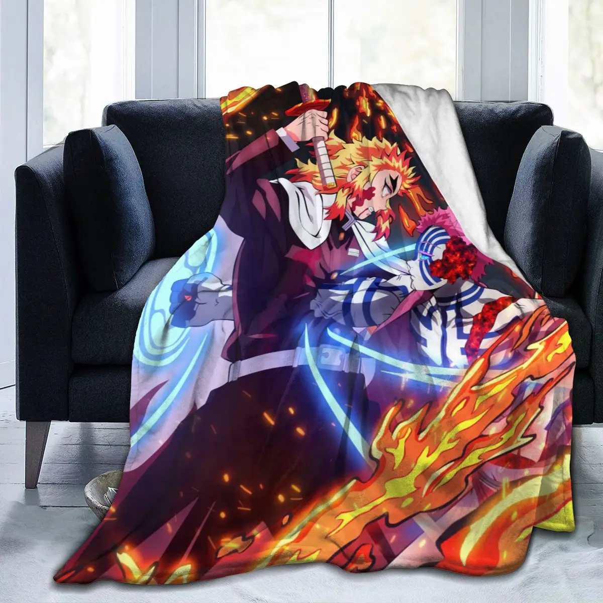 

Fashion Anime DemonSlayer 3D printing printed blanket bedspread blanket retro bedding square picnic wool soft blanket