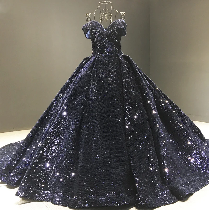 navy blue Дубай зеленые кружевные свадебные платья с блестками Милое сексуальное роскошное свадебное платье Serene Хилл HM66742 на заказ - Цвет: navy blue