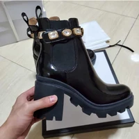 new winter fashion brand designer high heel boots genuine leather platform boots crystal belt anke boots female women shoes