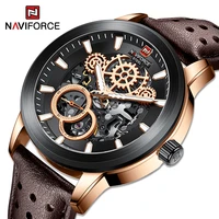 naviforce mens mechanical watches luxury genuine leather band automatic wristwatch sports 10atm waterproof creative dail watch