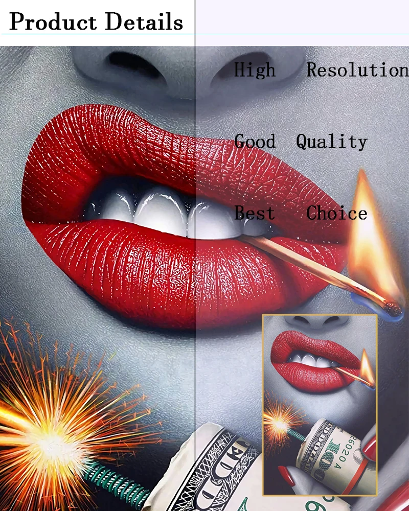 

Sexy Red Lips Canvas Painting HD Pictures Printed on Canvas Create Art Wall Art Prints and Posters for Bedroom Home Decoration