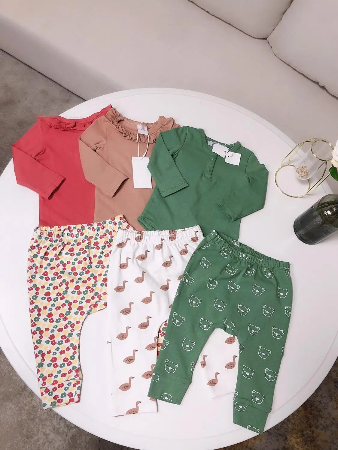 

toddler clothes 2020 autumn winter long sleeve baby 2pcs set Childlike innocence tri-color baby set