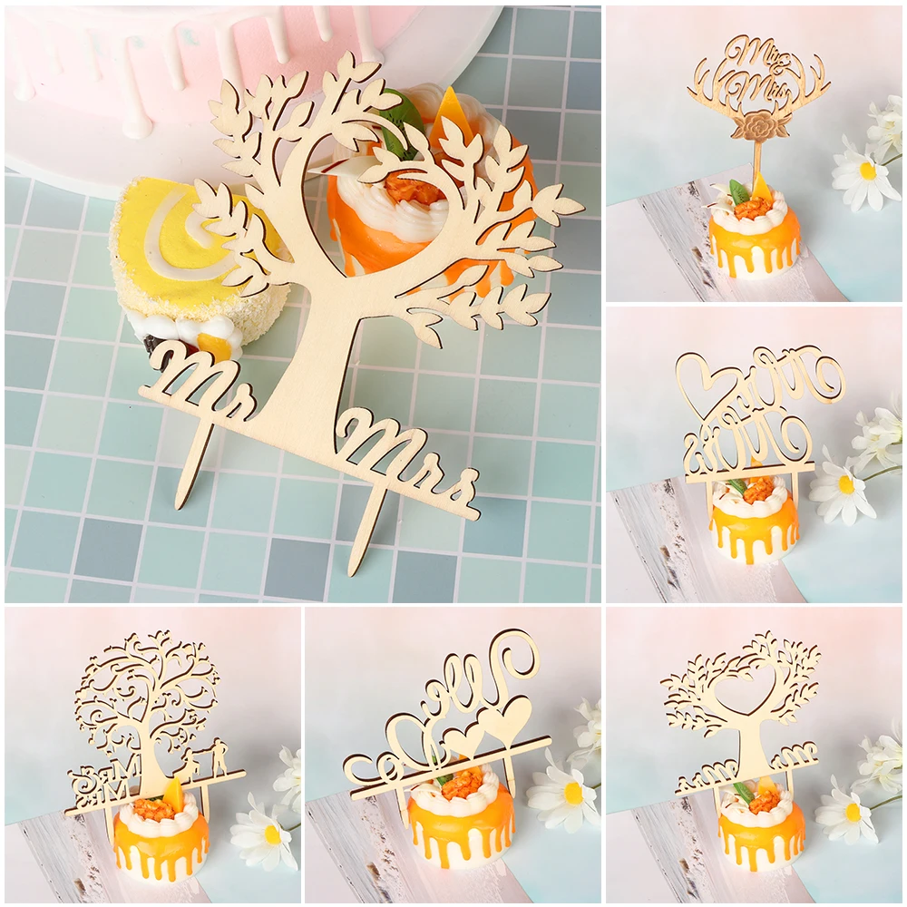 "Mr and Mrs" Vintage Rustic Wedding Cake Topper Laser Cut Wood Letters DIY Wedding Cake Decor Favors Supplies Engagement Gifts