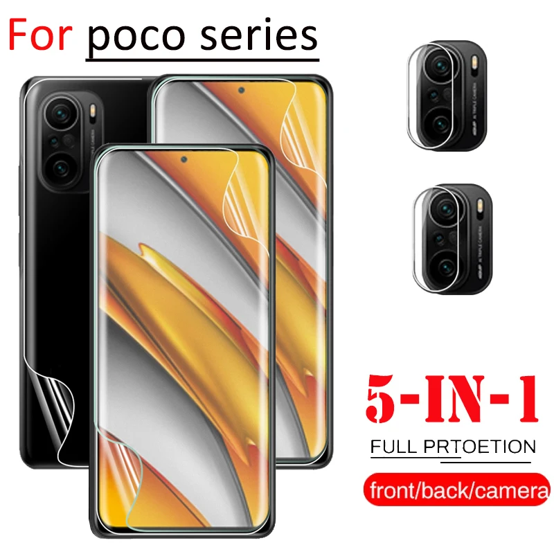 

lamina, on xiaomi poco x4 pro back & front soft glass hidrogel xiaomi Poko f3 m4 pro f4 poco x3 x3 gt x4pro f4 gt hydrogel film