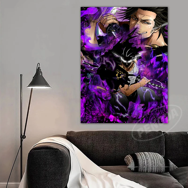 Настенные картины с изображением черного клевера Модульная картина HD плакаты