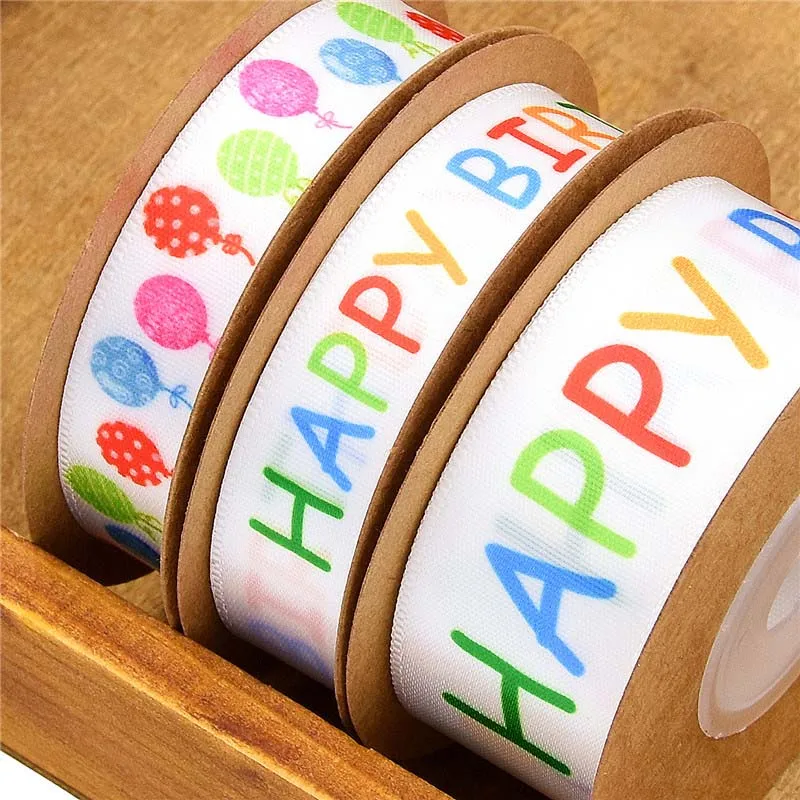 

Happy Birthday Cake Ribbon Holiday Supplies Gift Wrapping Party Decoration 1.5/2.5cm And 10/20 Yards