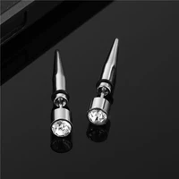 hot round crystal pierced screw earrings mini rhinestone stainless steel ear stud for women men punk earring mujer moda ohrringe